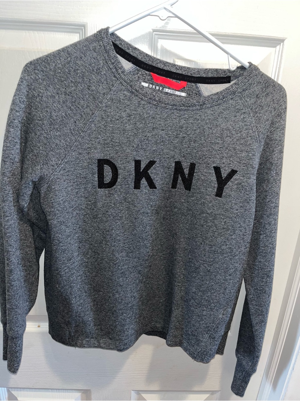 DKNY Gray Crewneck Sweatshirt with Black Logo Woman’s Size Small like new